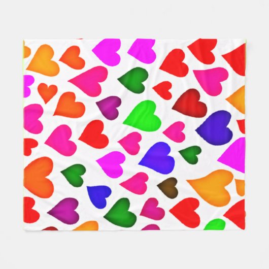 Lebhaftes Multicolor Herzmuster Fleecedecke (Vorderseite (Horizontal))