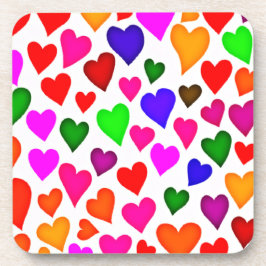 Lebhaftes Multicolor Herzmuster Getränkeuntersetzer