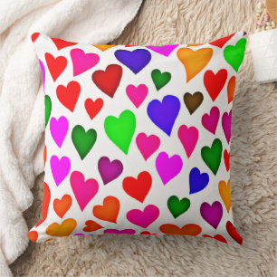 Lebhaftes Multicolor Herzmuster Kissen
