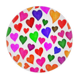 Lebhaftes Multicolor Herzmuster Schneidebrett