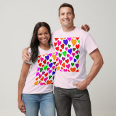 Lebhaftes Multicolor Herzmuster T-Shirt (Unisex)
