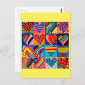 Lebhaftes Multiherz Postkarte (Vorne/Hinten)