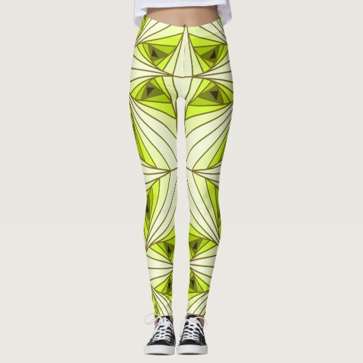 Lebhaftes Muster eines grünen, ineinander greifend Leggings (Vorderseite)