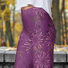 Lebhaftes Muster für Lila Sternexplosion Leggings