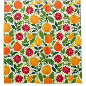 Lebhaftes Muster für Zitrusfrüchte, Birnen und Blä Duschvorhang (Vorderseite)