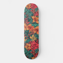 Lebhaftes Muster hawaiianischer Blume Skateboard