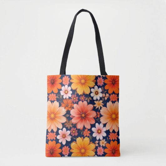 Lebhaftes Muster mit farbenfrohen Blüten Tasche (Vorderseite)