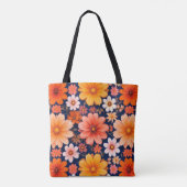 Lebhaftes Muster mit farbenfrohen Blüten Tasche (Rückseite)