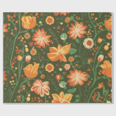 Lebhaftes Muster mit orangefarbenen und gelben Blü Geschenkpapier (Flach)