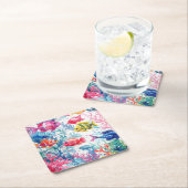 Lebhaftes Muster tropischer Fische Wasserfarbenwel Rechteckiger Pappuntersetzer (Vor Ort)