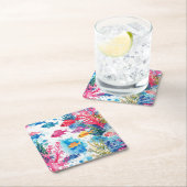 Lebhaftes Muster tropischer Fische Wasserfarbenwel Rechteckiger Pappuntersetzer (Vor Ort)