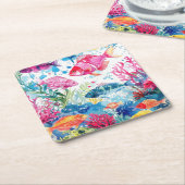 Lebhaftes Muster tropischer Fische Wasserfarbenwel Rechteckiger Pappuntersetzer (angewinkelt)