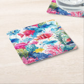 Lebhaftes Muster tropischer Fische Wasserfarbenwel Rechteckiger Pappuntersetzer (angewinkelt)