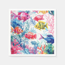 Lebhaftes Muster tropischer Fische Wasserfarbenwel