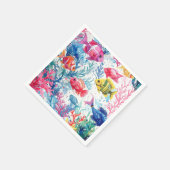Lebhaftes Muster tropischer Fische Wasserfarbenwel Serviette (Ecke)