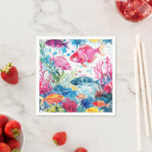 Lebhaftes Muster tropischer Fische Wasserfarbenwel Serviette (Beispiel)