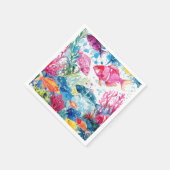 Lebhaftes Muster tropischer Fische Wasserfarbenwel Serviette (Ecke)