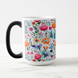 Lebhaftes Nahtloses Blumendesign mit frischen Blum Verwandlungstasse