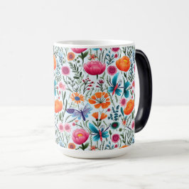 Lebhaftes Nahtloses Blumendesign mit frischen Blum Verwandlungstasse
