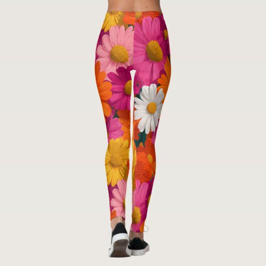 Lebhaftes, nahtloses Daisy-Muster Leggings (Rückseite)