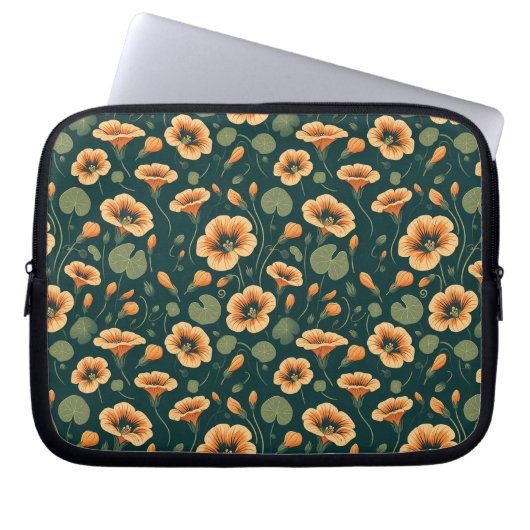 Lebhaftes Nasturtium-Muster Laptopschutzhülle (Vorderseite)