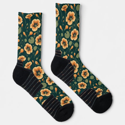 Lebhaftes Nasturtium-Muster Socken (Rechts)