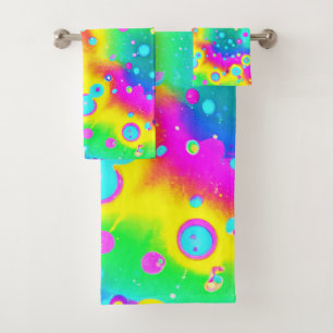 Lebhaftes Neon Blaze Muster Badhandtuch Set