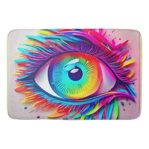 Lebhaftes Neon Eye Abstraktes Kunstwerk Badematte