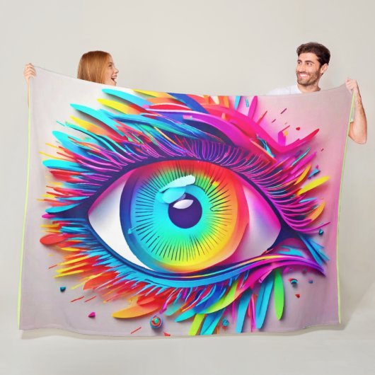 Lebhaftes Neon Eye Abstraktes Kunstwerk Fleecedecke (Beispiel)