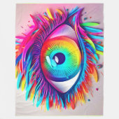 Lebhaftes Neon Eye Abstraktes Kunstwerk Fleecedecke (Vorderseite)