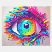 Lebhaftes Neon Eye Abstraktes Kunstwerk Fleecedecke (Vorderseite (Horizontal))