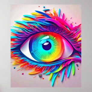 Lebhaftes Neon Eye Abstraktes Kunstwerk Poster