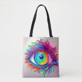 Lebhaftes Neon Eye Abstraktes Kunstwerk Tasche (Vorderseite)