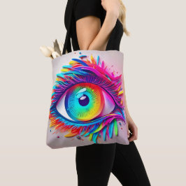 Lebhaftes Neon Eye Abstraktes Kunstwerk Tasche