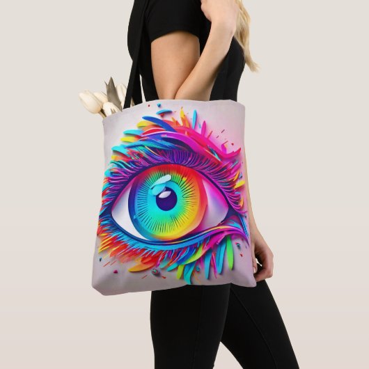 Lebhaftes Neon Eye Abstraktes Kunstwerk Tasche (Von Nahem)