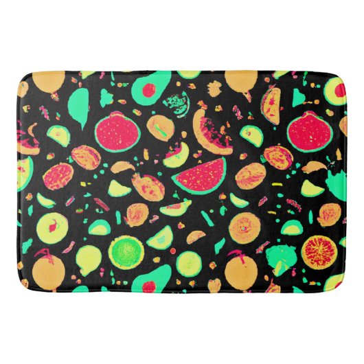 Lebhaftes Neon Fruits-Muster Badematte (Vorderseite)