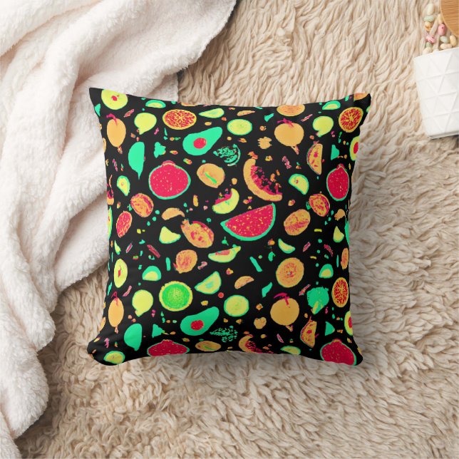 Lebhaftes Neon Fruits-Muster Kissen (Decke)