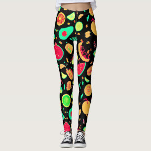 Lebhaftes Neon Fruits-Muster Leggings