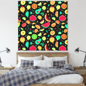 Lebhaftes Neon Fruits-Muster Leinwanddruck (Insitu (Schlafzimmer))