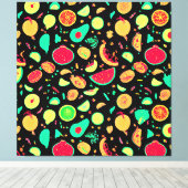 Lebhaftes Neon Fruits-Muster Leinwanddruck (Insitu (Holzboden))