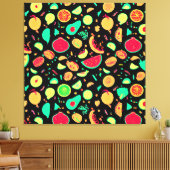Lebhaftes Neon Fruits-Muster Leinwanddruck (Insitu (Wohnzimmer))