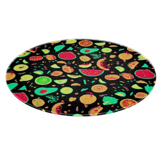 Lebhaftes Neon Fruits-Muster Schneidebrett (Ecke)