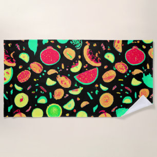 Lebhaftes Neon Fruits-Muster Strandtuch