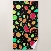 Lebhaftes Neon Fruits-Muster Strandtuch (Vorderseite)