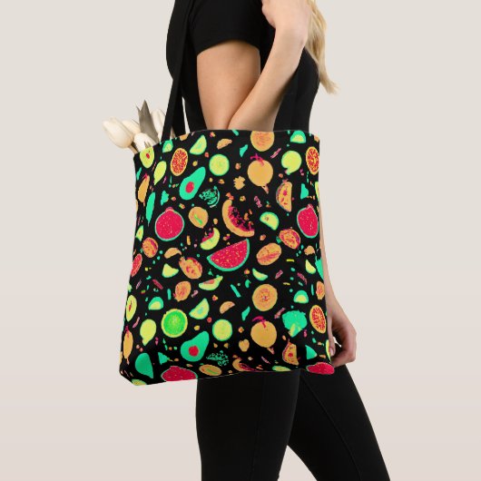 Lebhaftes Neon Fruits-Muster Tasche (Von Nahem)
