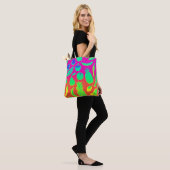 Lebhaftes Neon Fruits-Muster Tasche (Am Model)