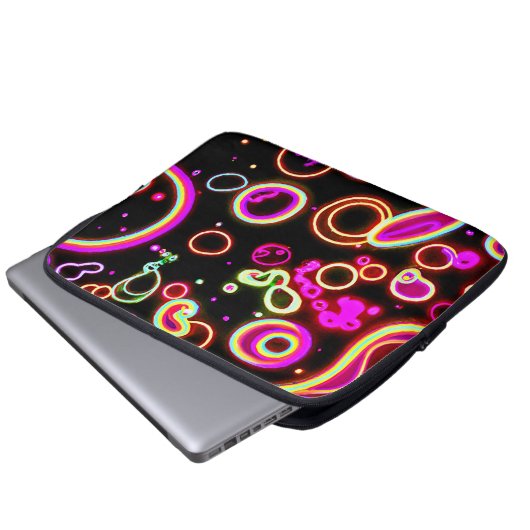 Lebhaftes Neon Glow Muster Laptopschutzhülle (Vorne Knopf)