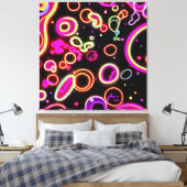 Lebhaftes Neon Glow Muster Leinwanddruck (Insitu (Schlafzimmer))