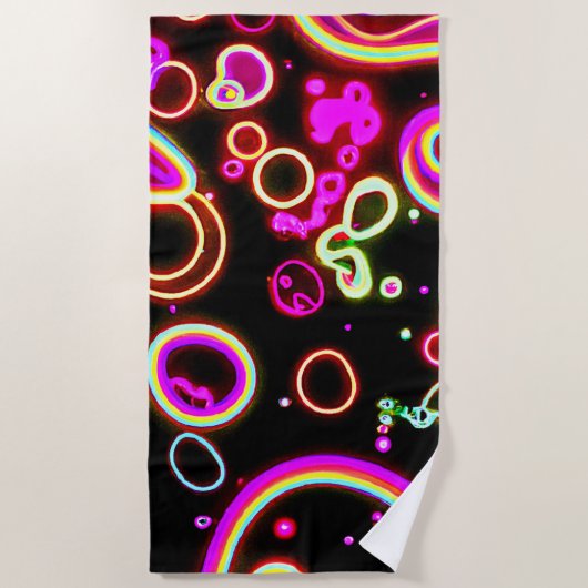 Lebhaftes Neon Glow Muster Strandtuch (Vorderseite)