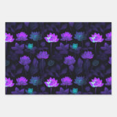 Lebhaftes Neon Lotus Blume Muster Geschenkpapier Set (Vorderseite 3)